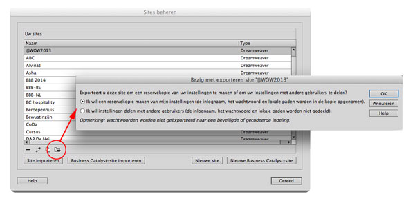 Dreamweaver site export